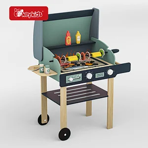 Pretend Cooking Barbecue Playsets Wooden Toy Grill Set for Kids W10D879
